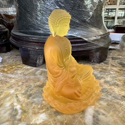 Tượng Phật A di đà đá lưu ly đặt bàn làm việc, xe ôtô - Cao 10 cm