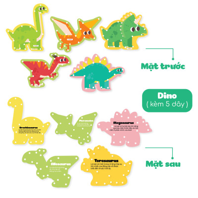 Đồ Chơi Xỏ Dây Lacing Cards - Bộ 10 Thẻ Động Vật Khủng Long Phương Tiện Giao Thông - Lalala Baby 