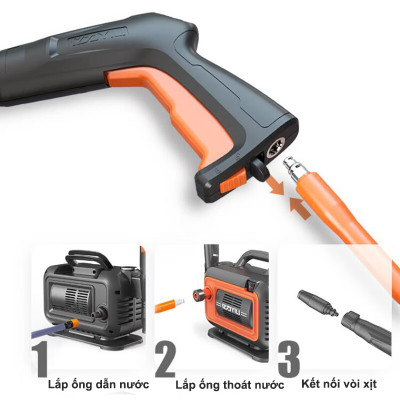 Máy rửa xe áp lực cao ABG yili YLQ4280G-Plus rửa xe cao áp công suất lớn 1800W có đồng hồ đo áp suất, máy rửa xe gia đình, công nghiệp, thiết kế nhỏ gọn - Hàng chính hãng