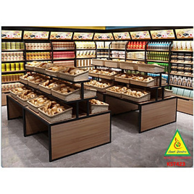 Kệ gỗ trưng bày rau củ quả, kệ trưng bày sản phẩm, hàng hóa KST423 - NỘI THẤT LẮP RÁP VIENDONGADV