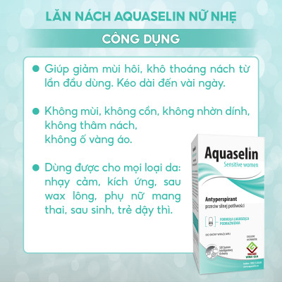 Combo 2 Lăn Khử Mùi AQUASELIN Sensitive Women Không Gây Thâm Nách, Ố Vàng Áo - 50ml
