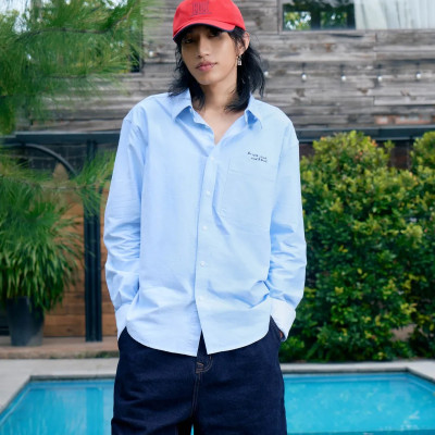 Áo sơ mi tay dài nam thêu túi Form Loose - RT 10S25SHL030 | ROUTINE CÀ MAU