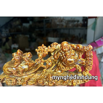 Tượng phật di lặc kéo bao vàng bằng gỗ huyết long tuyệt đẹp kt 20x8x6cm 
