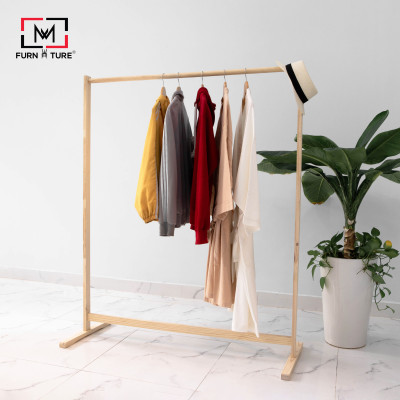 (BIG SIZE) GIÁ TREO QUẦN ÁO HÀN QUỐC NGANG 1M2 - SINGLE HANGER - MÀU TỰ NHIÊN