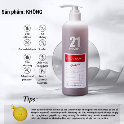 Combo Dầu Gội Giảm Rụng Tóc + Dâu Xả Dưỡng Ẩm Mêm Mượt Tóc Pharma 21 Nhật Bản - Chai 600ml