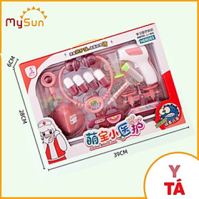 Bộ đồ chơi bác sĩ khám bệnh cho trẻ em bé gái màu hồng, bé trai màu xanh nhập khẩu.