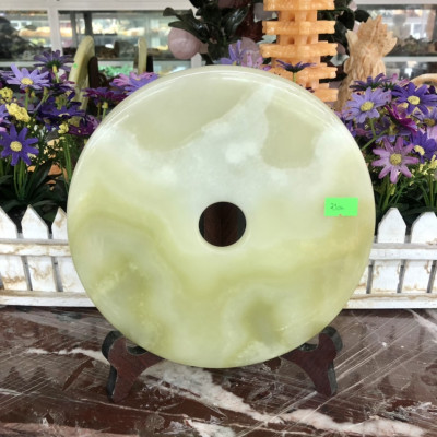 Đồng điếu phong thủy đá ngọc Onyx xanh nhạt