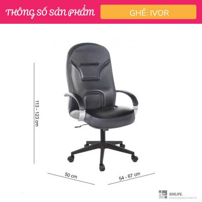 Ghế xoay văn phòng lưng cao da công nghiệp SMLIFE Ivor