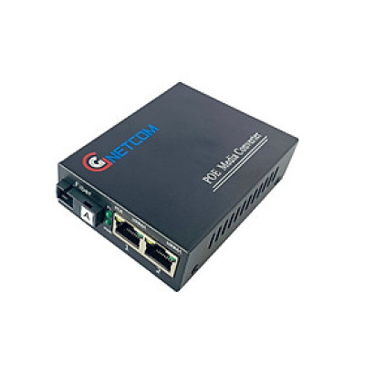 Bộ chuyển đổi quang điện POE 2xJ45 10/100M kèm cổng SC 1 sợi GNETCOM GNC-6102FE-25A - Hàng Chính hãng
