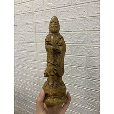  Tượng phật Bà Quan Thế Âm Bồ Tát phong thủy bằng gỗ trầm hương cầu bình an, may mắn và sức khoẻ 