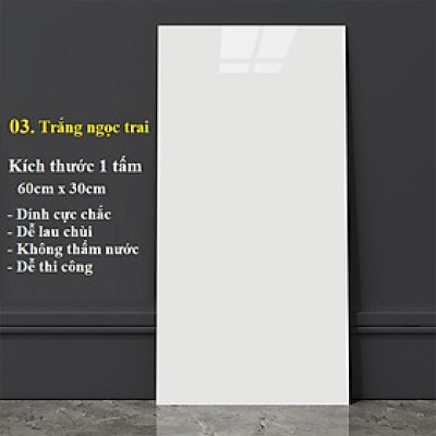 Bộ 15 Tấm Xốp Dán Tường 3D PVC Đá Trắng Ngọc Trai 60x30cm Keo Sẵn Dày 2,5mm Cao Cấp, Sang Trọng 