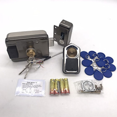 Khoá cổng nguồn Pin 2A mở cửa = thẻ từ  & chìa cơ ( chống nước) - Hàng nhập khẩu