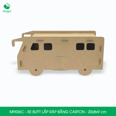 MFK06C - Xe bus carton - 20x8x9 cm - Đồ chơi lắp ráp mô hình từ bìa carton cứng cao cấp