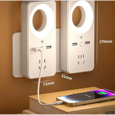 Ổ Cắm Chuyển Đổi USB Kèm Đèn Ngủ LED Dịu Nhẹ – Nhỏ Gọn, Tiện Lợi Ban Đêm