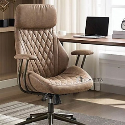 Ghế làm việc bọc da nappas CM4606-P Nội thất Capta Ghế văn phòng cao cấp màu nâu êm ái tay sắt sơn tĩnh điện chân xoay nâng hạ gật gù