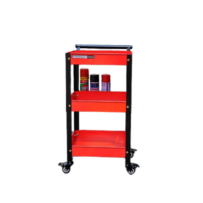 Xe đẩy dụng cụ mini 3 tầng có khay phụ thép sơn tĩnh điện