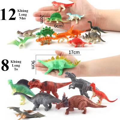 Bộ sưu tập 20 mô hình khủng long Dinosaur World Jurassic Park tiền sử (6-17 cm) gồm 8 đồ chơi khủng long to + 12 mô hình khủng long nhỏ cho trẻ - N4A 617