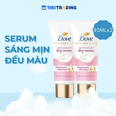 Combo 2 Kem ngăn mùi tinh chất serum vùng cánh cao cấp Dove dành cho nữ với 3% Niacinamide giúp dưỡng da sáng mịn đều màu và mờ thâm thu nhỏ lỗ chân lông 40ml