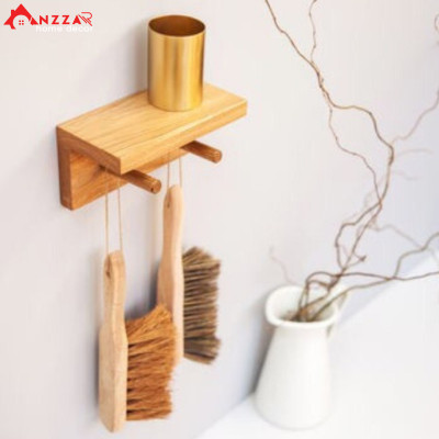 Kệ Treo Áo Khoác, Khăn, Đồ Dùng Gắn Tường Bằng Gỗ Thông, Kệ Gỗ Treo Tường Anzzar