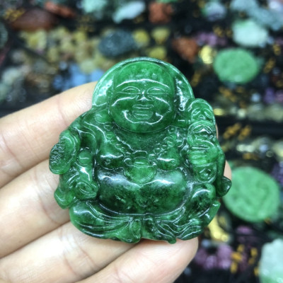 Mặt dây chuyền phật Di Lặc phong thủy đá ngọc