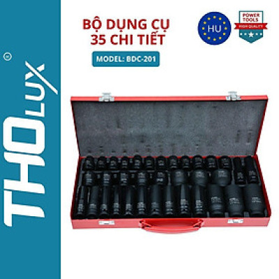 Bộ khẩu tuýp vặn ốc, mở bulong 1/2 inch-35 chi tiết thép đen cr-mo Tholux