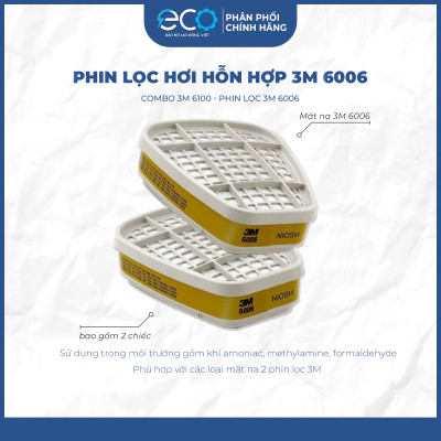 Mặt nạ chống hóa chất 3M 6100/6200 + Phin Lọc 3M 6006 lọc hơi hữu cơ vô cơ, phun sơn, phun xịt thuốc sâu, axit