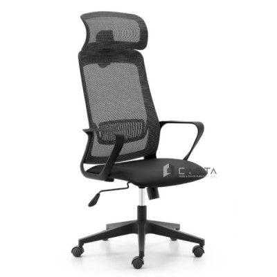 Ghế văn phòng hiện đại lưng cao CM4546-M Ghế làm việc lưng lưới nhập khẩu nâng hạ gật gù chân xoay nhựa màu đen