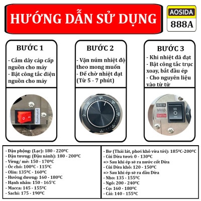 Máy ép dầu thực vật nóng và lạnh thương hiệu cao cấp AOSIDA 888A - Công suất cực đại: 1000W - Hàng Nhập Khẩu