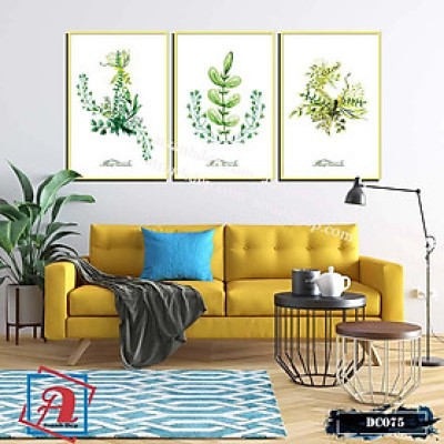 Bộ 3 tranh canvas treo tường Decor Hoa lá phong cách scandinavian – DC075