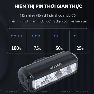 Đèn xe đạp chống nước UH-1000 3 bóng 1000 Lumens có led ban ngày, đèn trước xe đạp sạc USB Type-C, hợp kim nhôm (không kèm pad đỡ dài), đủ phụ kiện - Mai Lee