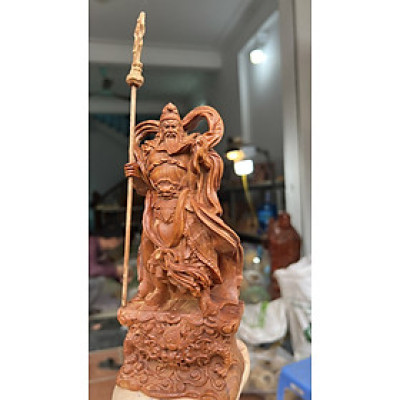 Tượng quan công gỗ hương đá kt cao 20×9×6cm 
