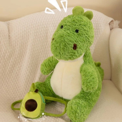 Thú nhồi bông khủng long đeo Balô quả bơ đáng yêu - Size 55cm đến 65cm - Quà tặng gấu bông khủng long êm mịn cho bé.