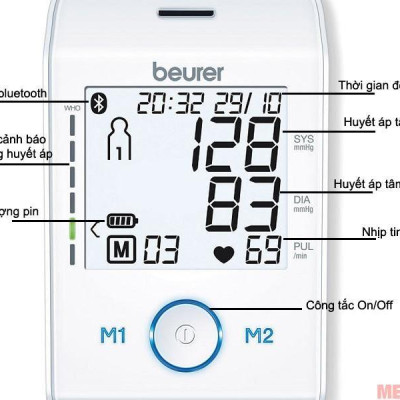 Máy Đo Huyết Áp Bắp Tay Bluetooth Beurer BM85