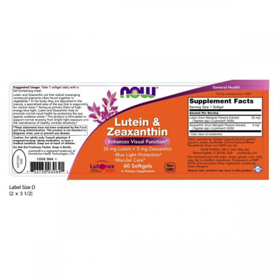 Viên Uống NOW FOODS Lutein & Zeaxanthin Bổ Mắt, Tăng Cường Thị Lực Cho Mắt Lọ 60 Viên