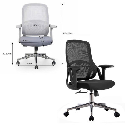 Ghế lưới văn phòng CE4561-M Nội thất Capta Ghế văn phòng lưng trung lưới đen nệm vải đen khung ghế nhựa màu đen nâng hạ gật gù chân ghế thép mạ chrome đầu nhọn có bánh xe hiện đại cao cấp mới nhất 