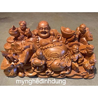 Tượng phật di lặc để bàn tiếp khách bằng gỗ hương đá kt 60x28x27cm 