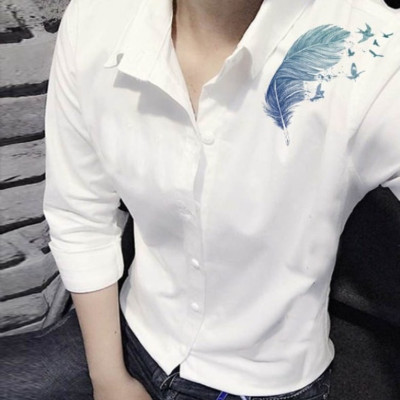 Áo sơ mi nam họa tiết lông vũ