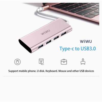 Hub WiWu Alpha 4 in 1 A440 Cổng phụ Biến Một USB-C Chuyển Vào Bốn Cổng USB 3.0, Thiết Kế Mỏng Nhẹ - Hàng Chính Hãng