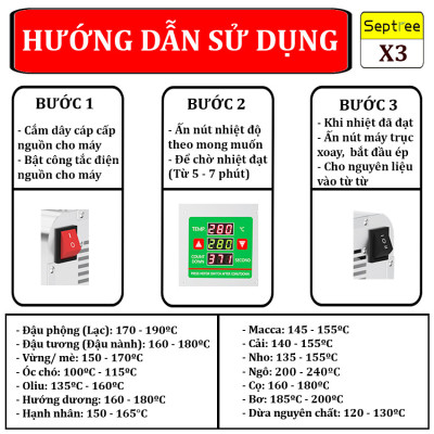 Máy ép dầu ăn thực vật dùng trong gia đình. Thương hiệu Mỹ cao cấp Septree - X3. HÀNG CHÍNH HÃNG