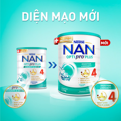 Bộ 3 lon Sữa bột NAN OPTIPRO PLUS 4 Nestle Bé 2-6 tuổi 1500g/lon Giúp tiêu hóa tốt