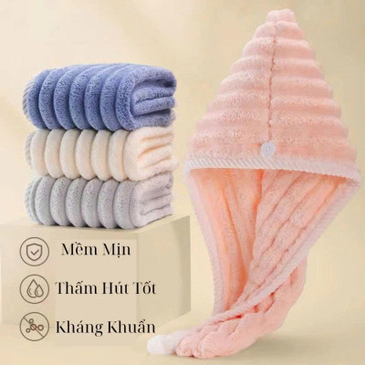 Khăn/Mũ Trùm Tóc Lau Khô – Chăm Sóc Tóc Hiệu Quả, Dùng Tại Nhà & Du Lịch