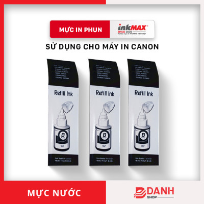 (1 màu) Mực nước Canon - inkMAX - BK: 135ml; C/Y/M: 70ml- Mực nước dùng cho các dòng máy in phun Canon: G1800 / 2800 / 3800 / 1000 / 2000 / 3000 / 1100 / 2100 / 3100 / 1900 / 2900 / 3900
