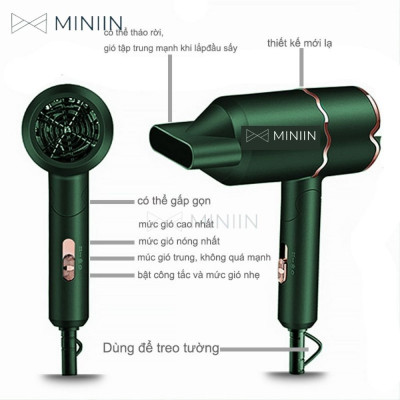 ​​​​​​Máy Sấy Tóc Gấp Gọn Cao Cấp Chế Độ Nóng Lạnh Hàng Loại Chuẩn Chính Hãng MINIIN Kiểu Dáng Hàn Quốc Sang Trọng Tinh Tế Công Suất Lớn Chuyên Dụng Tại Nhà Và Salon- Bổ Sung Ion Dưỡng Ẩm, Làm Mềm Mượt Tóc -Động Cơ Êm Ái, Ổn Định 