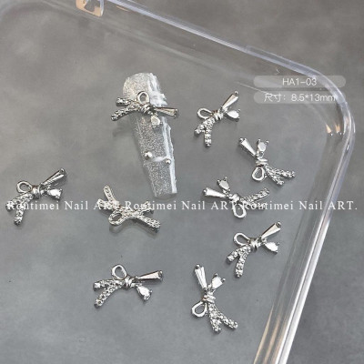 Set 30 Charm Nơ Dài Kim Loại Siêu Xinh Đính Đá Điệu Đà Gắn Móng Làm Nail Hot 2025 Nữ Women