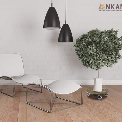 Đế Lót Chậu Cây Có Bánh Xe Cao Cấp ANKAN, Tròn Màu Xám Đen R35cm, Tải trọng 150 Kg, Di Chuyển Chậu Cây Êm Ái, Không Ồn