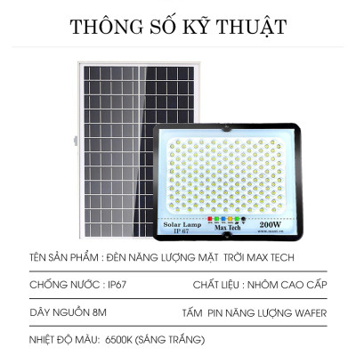 Đèn năng lượng mặt trời  MAXTECH bóng to 150w, 200w, 250w, 300w - Công suất lớn, Tiết kiệm điện- D1370