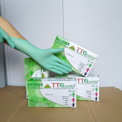Găng Tay Y Tế Size S Màu Xanh Lá (100 Chiếc) _Không Bột Nitrile TTGLOVES