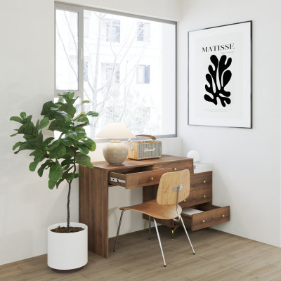 HAPPY FURNITURE ,Bàn làm việc 5 ngăn kéo - HAPPI, BAN_140 , 110cm x 45cm x 78cm DxRxC