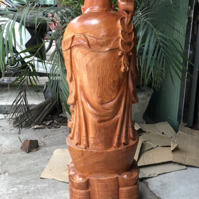 Tượng phật di lặc chúc phúc bằng gỗ hương đá kt cao 100×34×30cm