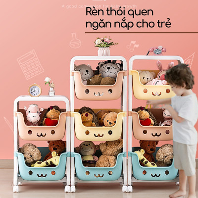 Kệ đựng đồ chơi cho bé rèn tính gọn gàng đồ bỉm sữa đồ dùng trẻ em 2- 3-4 tầng đa năng có bánh xe